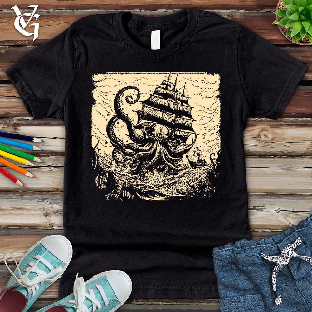Viking Goods Kraken at Sea Youth Tee Vintage Black / L