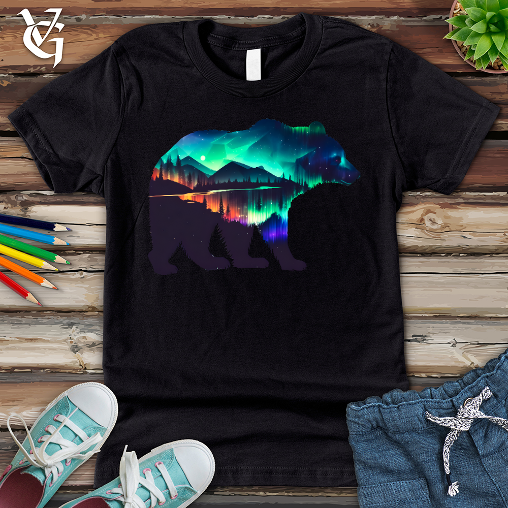 Viking Goods Northern Lights Bear Youth Tee Vintage Black / L