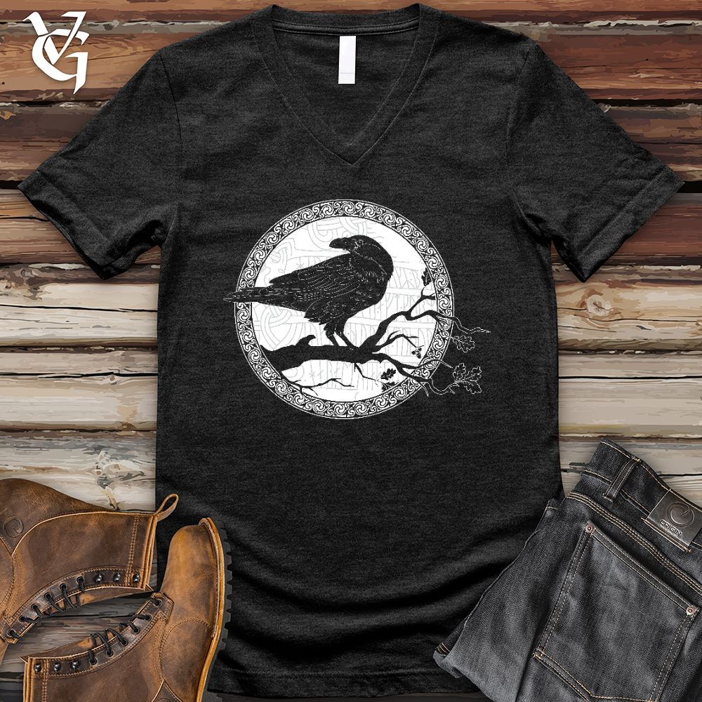 Viking Goods White Raven Winter V- Neck Tee Vintage Black / L