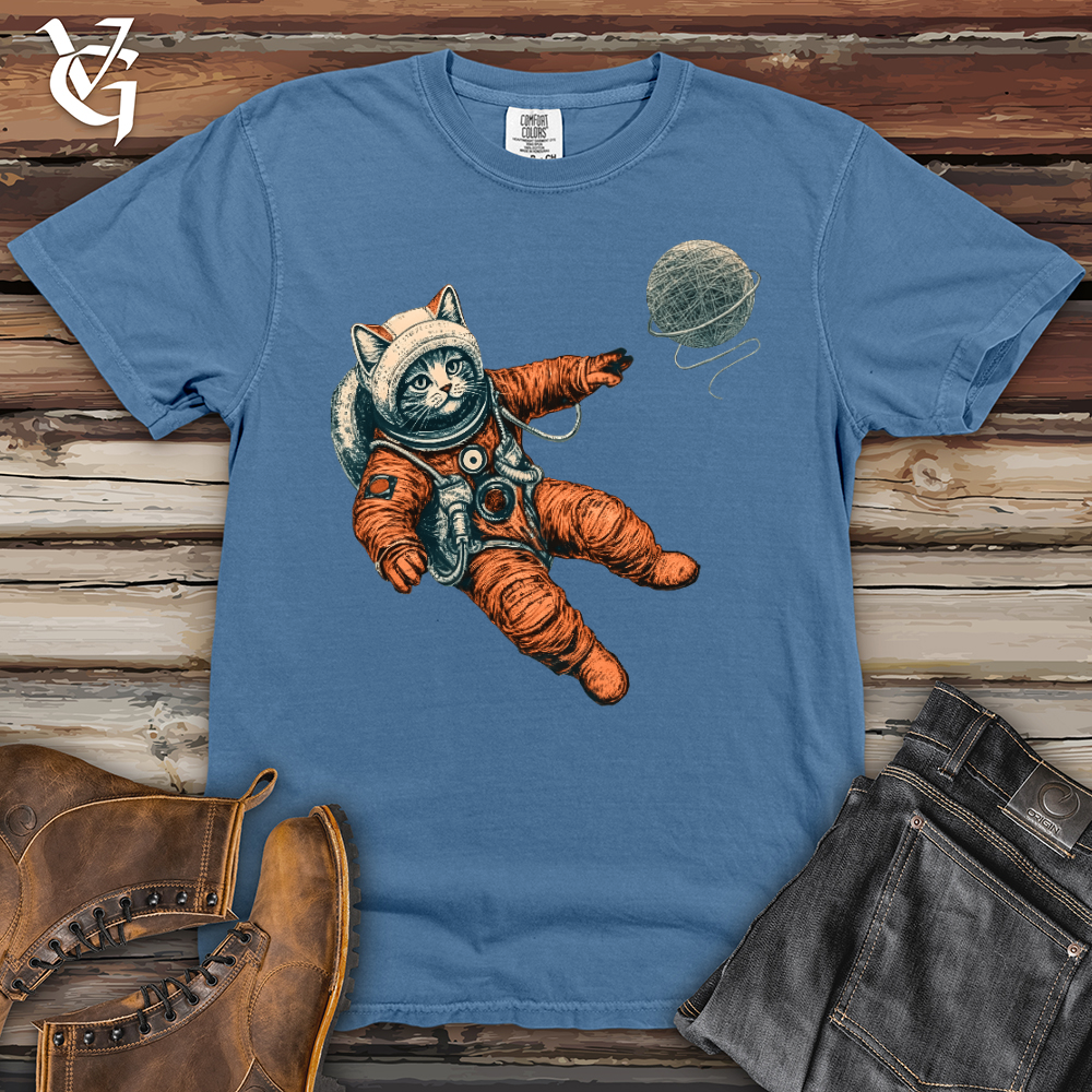Viking Goods Astronaut Kitty Heavy Cotton Comfort Colors Tee Washed Denim / L