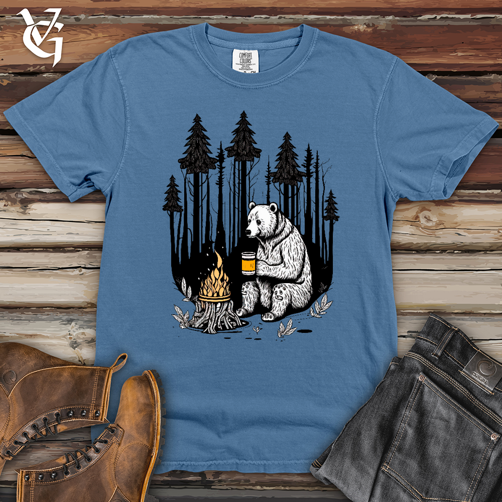 Viking Goods Bear Happy Hour Heavy Cotton Comfort Colors Tee Washed Denim / L