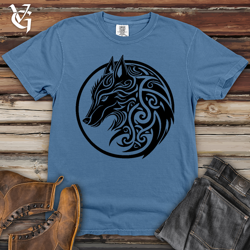 Viking Goods Celtic Wolf Art Heavy Cotton Comfort Colors Tee Washed Denim / L
