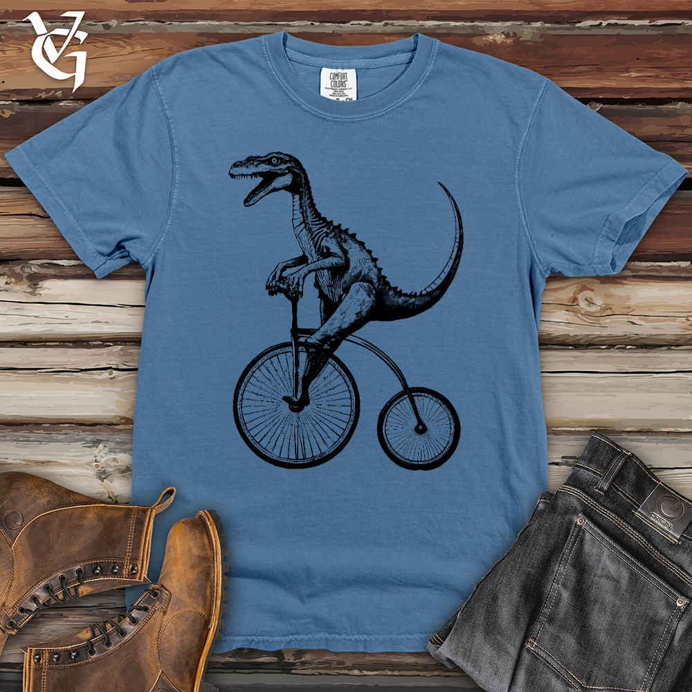 Viking Goods Dinosaur Cyclist Heavy Cotton Comfort Colors Tee Washed Denim / L