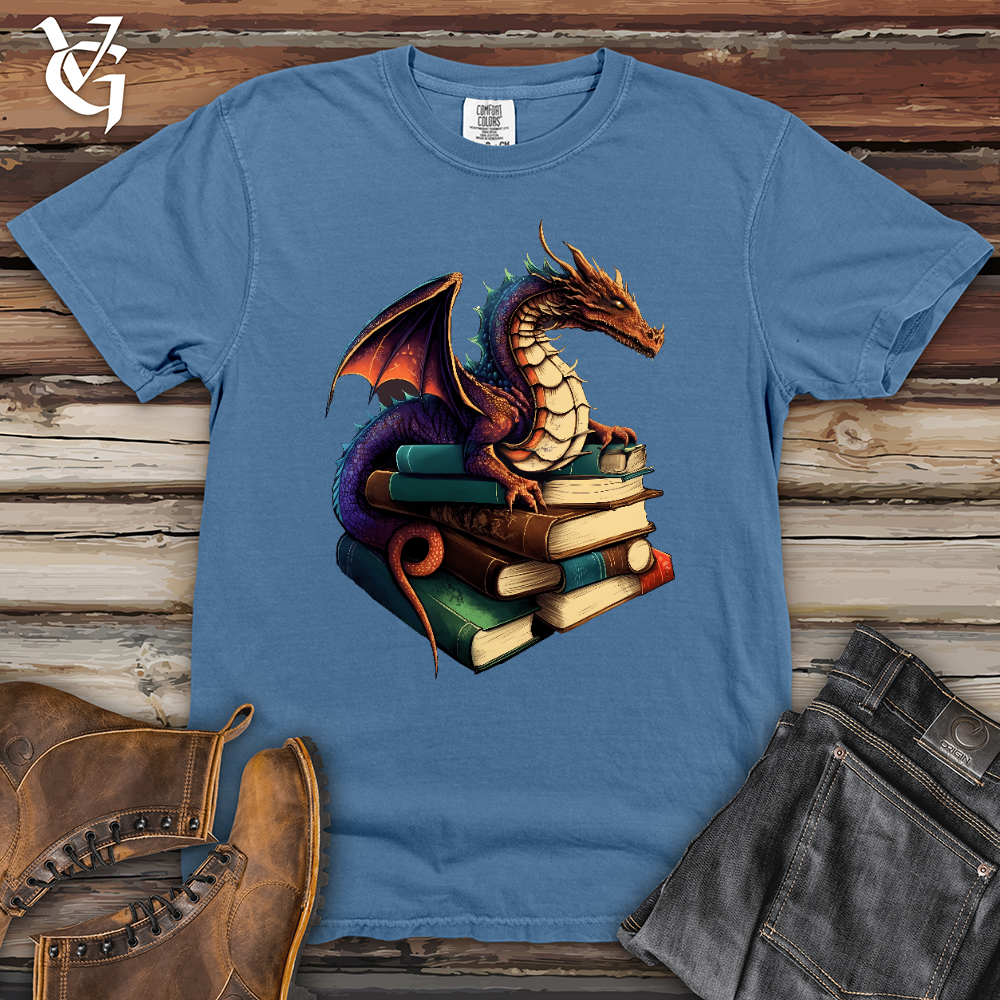 Viking Goods Dragon Book Hoarder Heavy Cotton Comfort Colors Tee Washed Denim / L