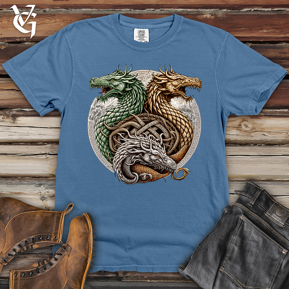 Viking Goods Dragon Trio Viking Heavy Cotton Comfort Colors Tee Washed Denim / L