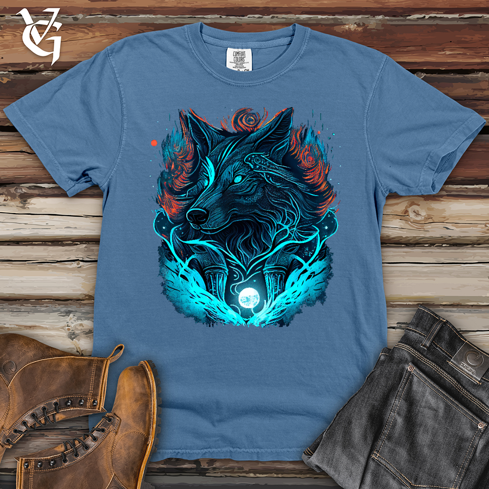 Viking Goods Fenrir Wolf Heavy Cotton Comfort Colors Tee Washed Denim / L