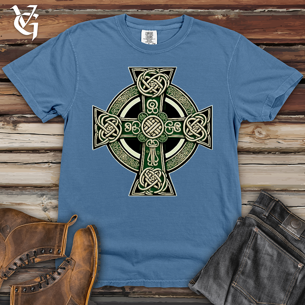 Viking Goods Knotted Celtic Crosses Heavy Cotton Comfort Colors Tee Washed Denim / L