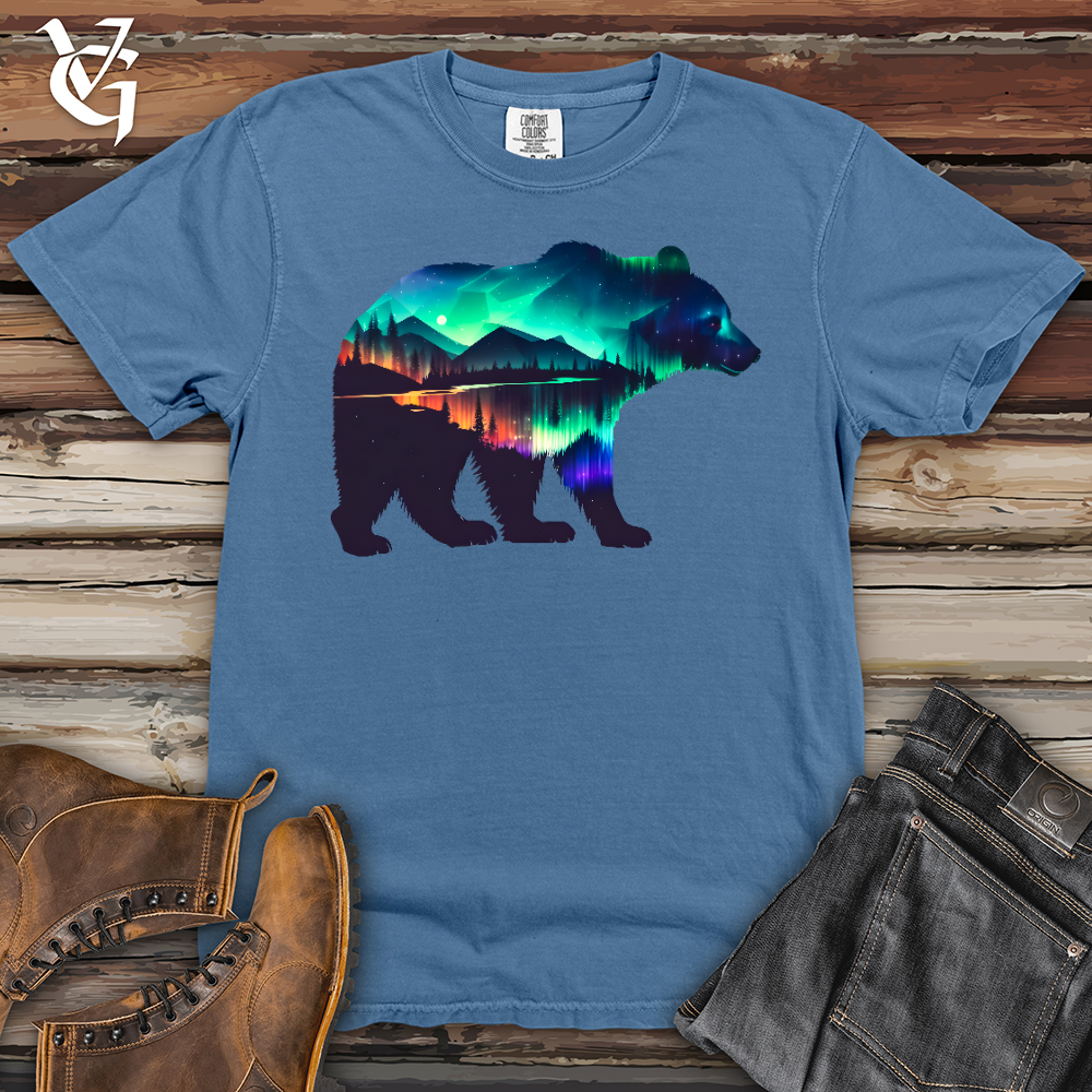 Viking Goods Northern Lights Bear Heavy Cotton Comfort Colors Tee Washed Denim / L