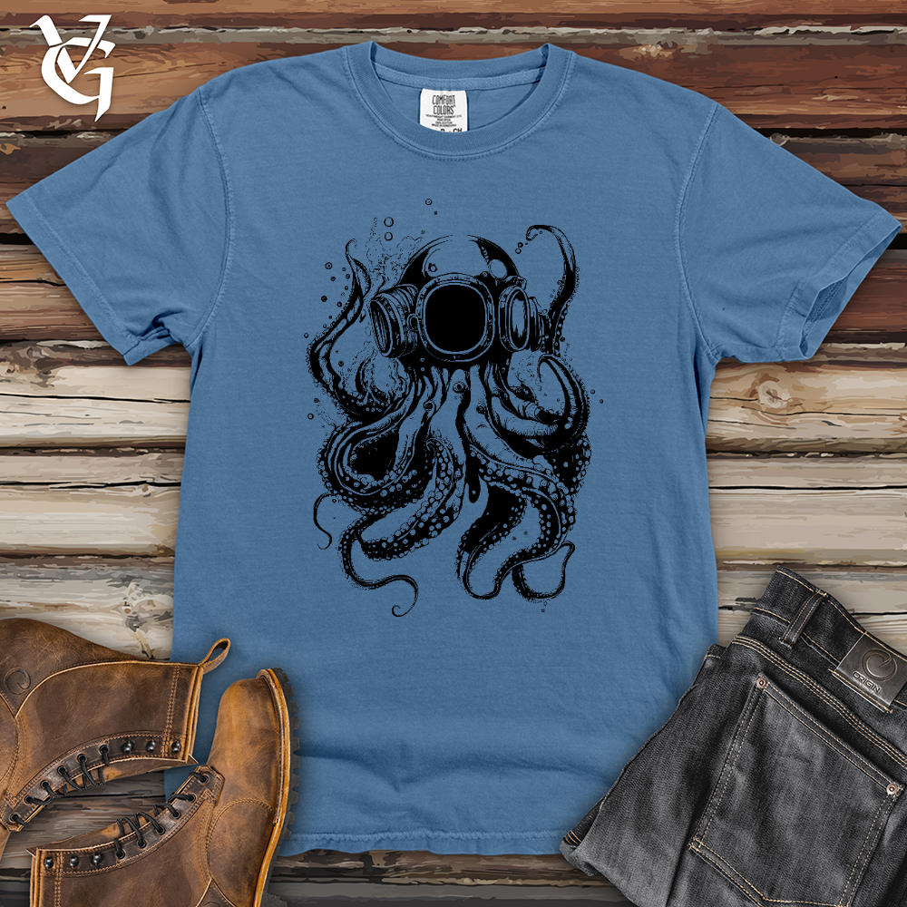Viking Goods Scuba Octopus Heavy Cotton Comfort Colors Tee Washed Denim / L