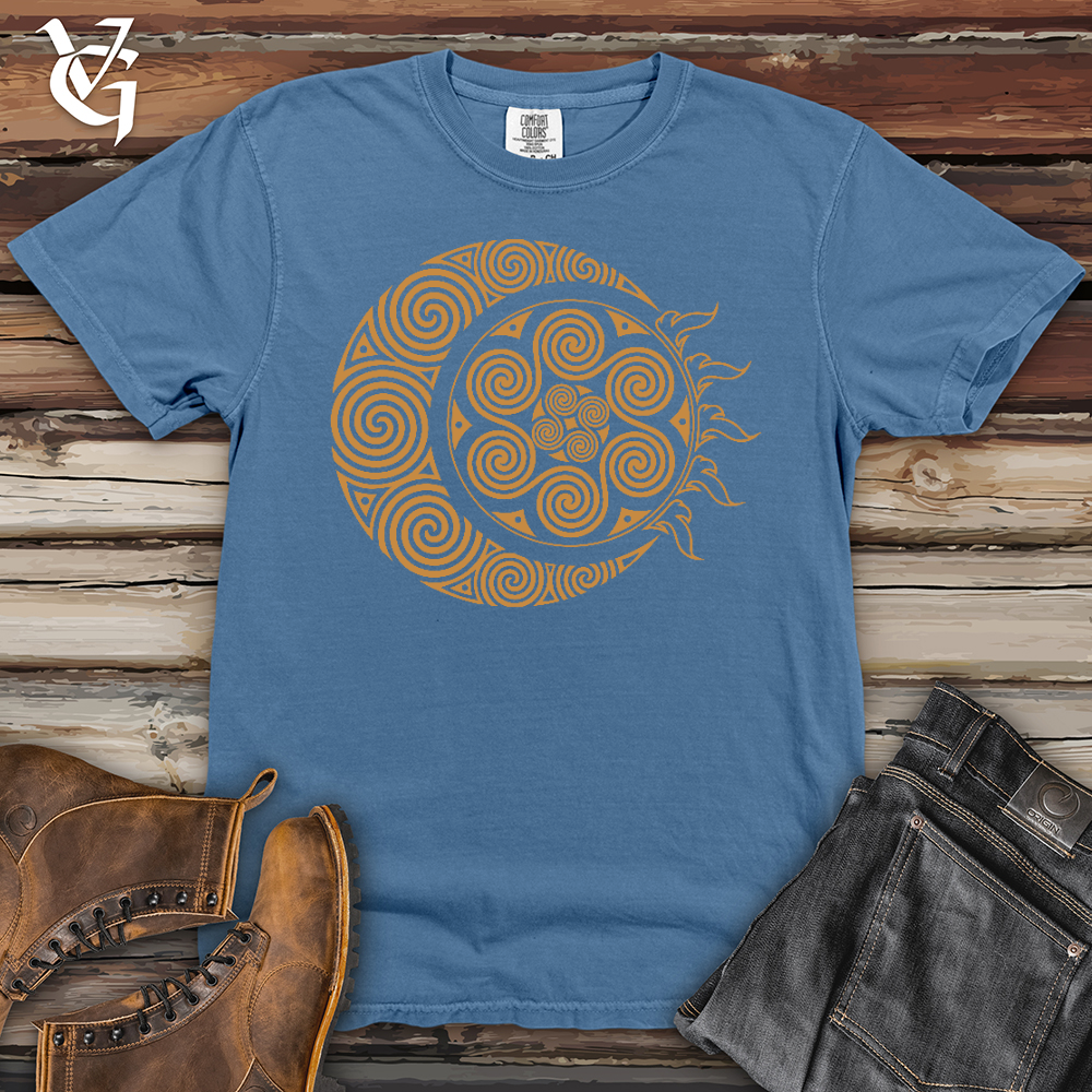 Viking Goods Spiral Celtic Moon Heavy Cotton Comfort Colors Tee Washed Denim / L