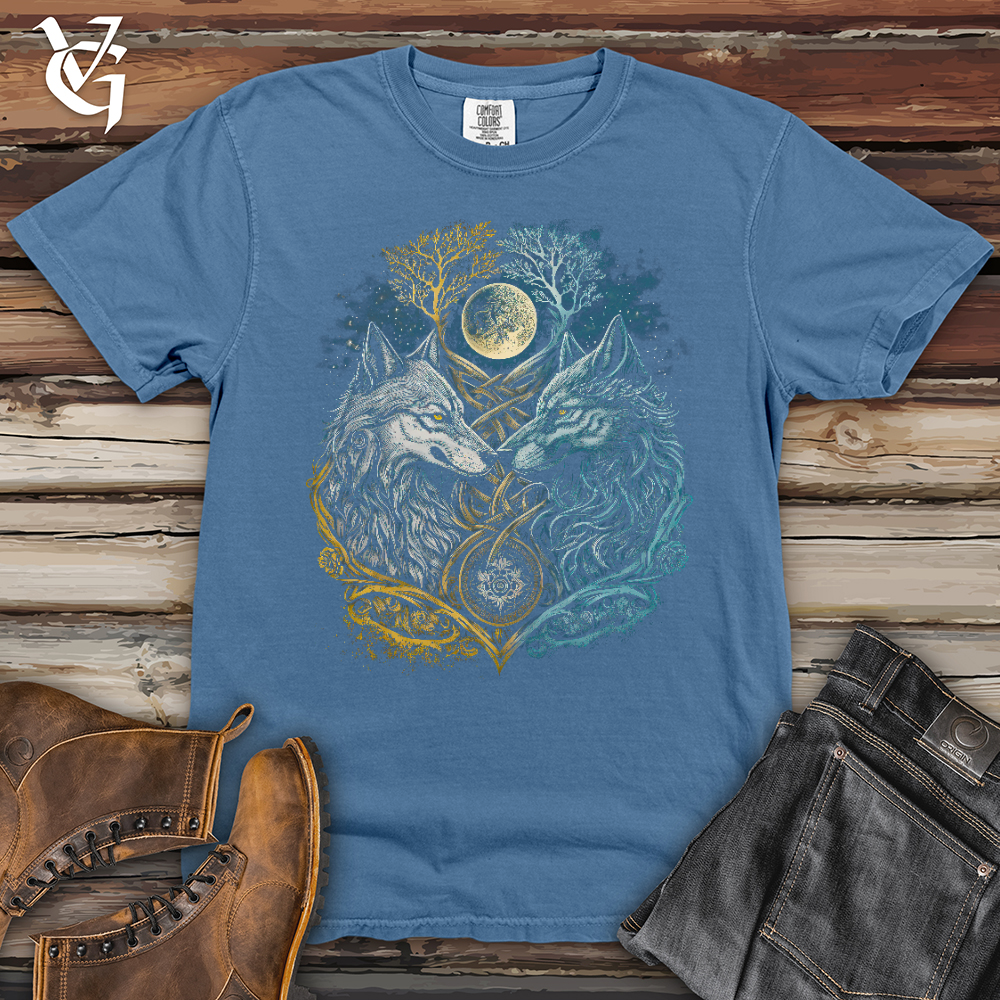 Viking Goods Two Wolf Heavy Cotton Comfort Colors Tee Washed Denim / L