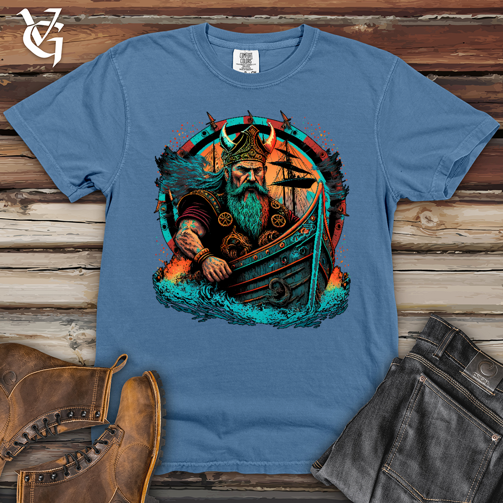 Viking Goods Viking Ship Heavy Cotton Comfort Colors Tee Washed Denim / L