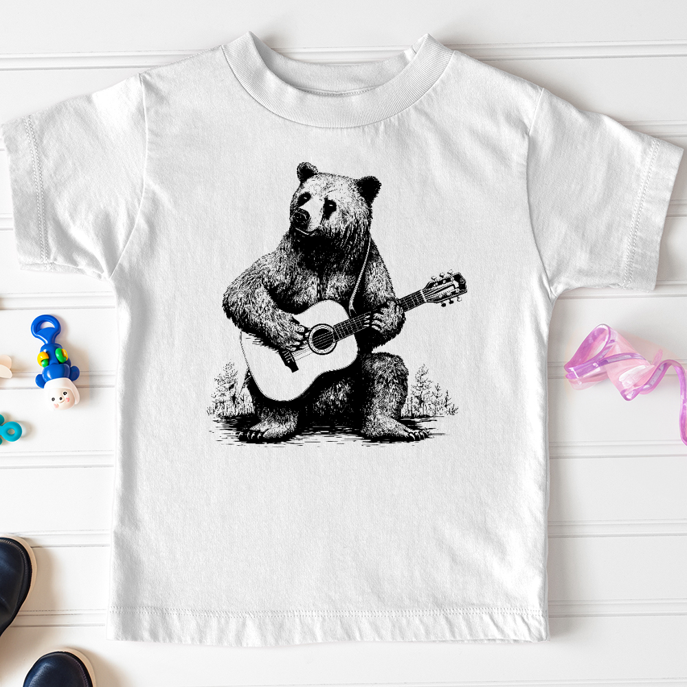 Viking Goods Bear Guitarist Toddler Tee White / 2T