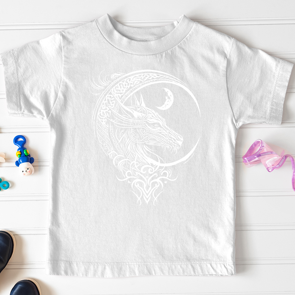 Viking Goods Celtic Dragon and Moon Toddler Tee White / 2T