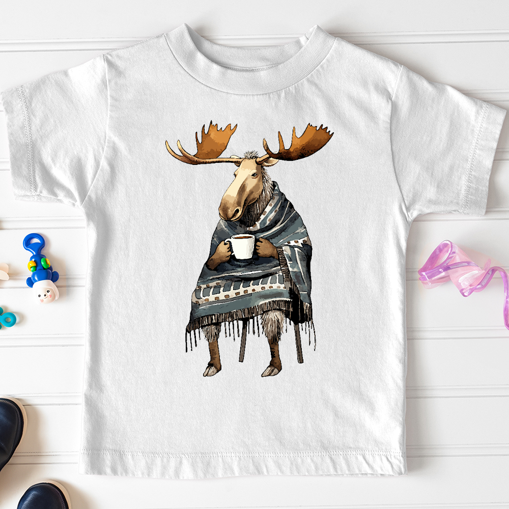 Viking Goods Coffee Drinking Moose Toddler Tee White / 2T