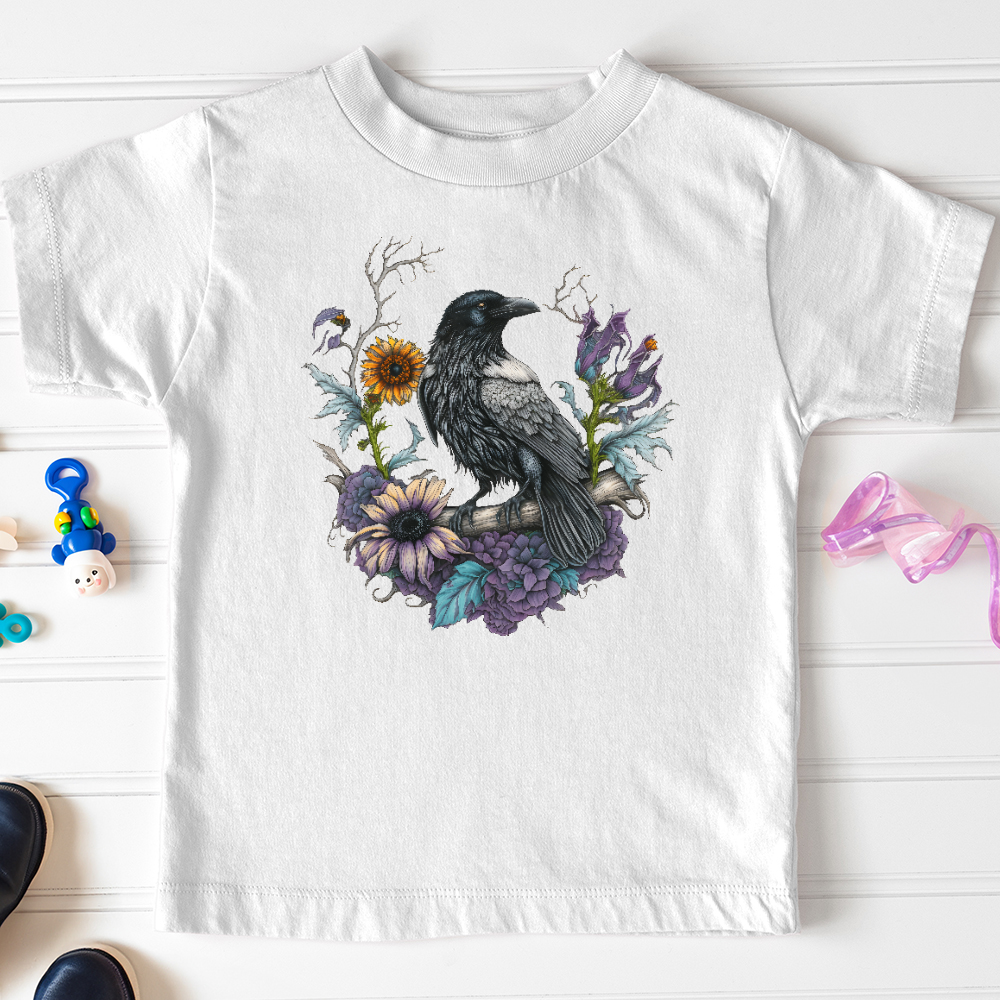 Viking Goods Flower Wreath Raven Toddler Tee White / 2T