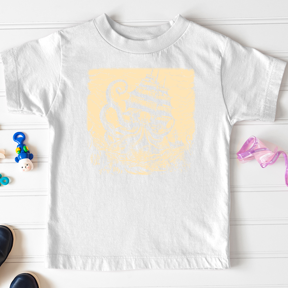 Viking Goods Kraken at Sea Toddler Tee White / 2T