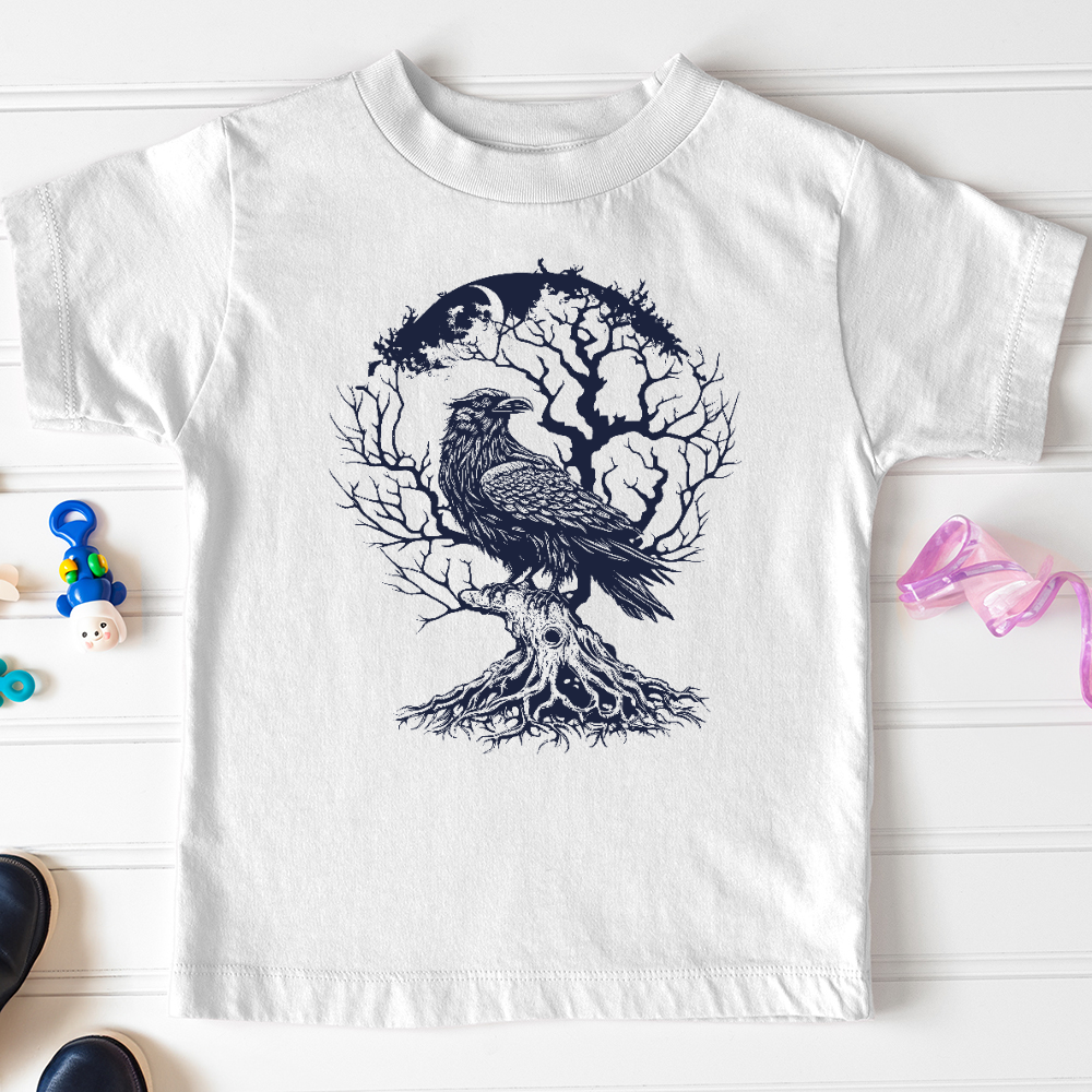 Viking Goods Raven and Old Tree Tattoo Toddler Tee White / 2T