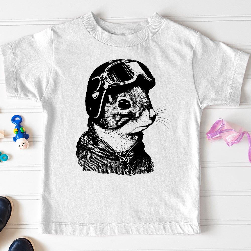 Viking Goods Squirrel Fighter Pilot Toddler Tee White / 2T