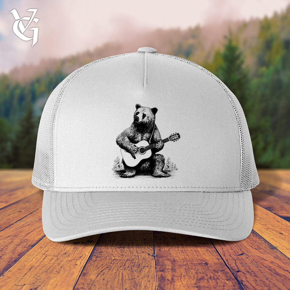 Viking Goods Bear Guitarist Trucker Cap White