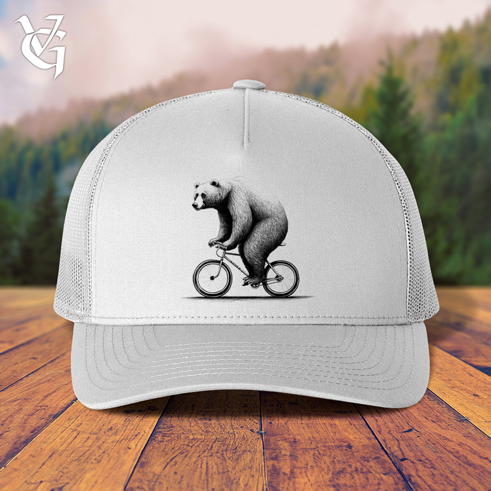 Viking Goods Bear Riding Bike Trucker Cap White