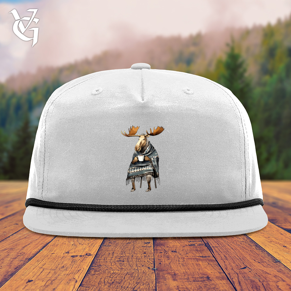 Viking Goods Coffee Drinking Moose Snapback Cap White/ Black