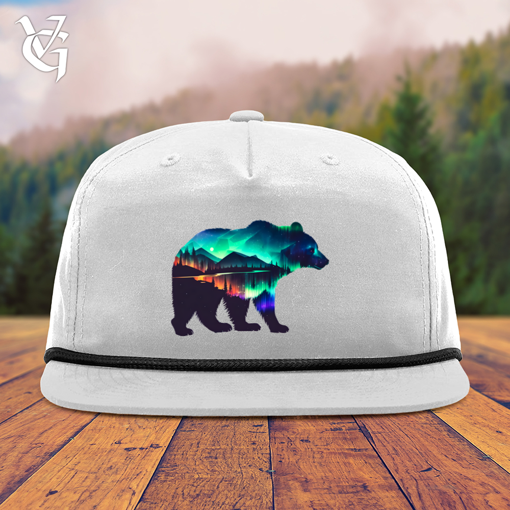 Viking Goods Northern Lights Bear Snapback Cap White/ Black