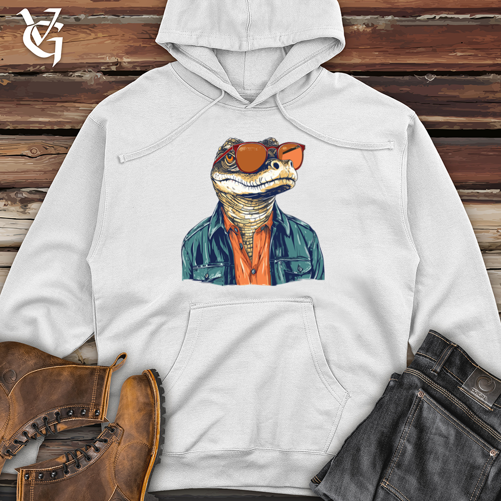 Viking Goods Alligator Bayou Hipster Coastal Chic Midweight Hooded Sweatshirt White / L