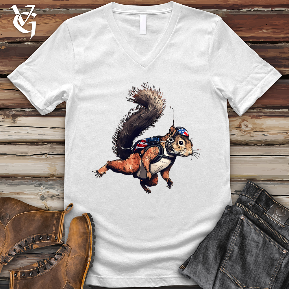 Viking Goods American Skydiving Squirrel V-Neck Tee White / L