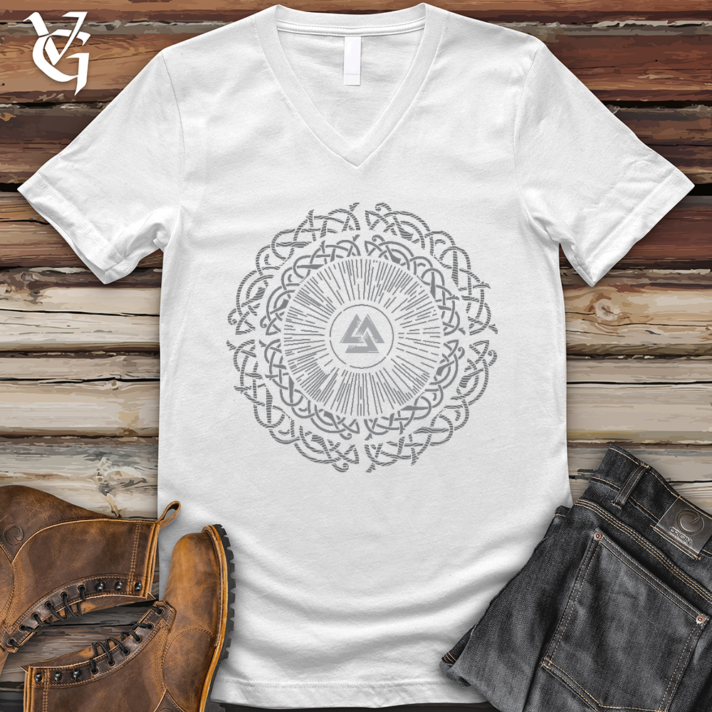 Viking Goods Ancient Round Celtic V- Neck Tee White / L