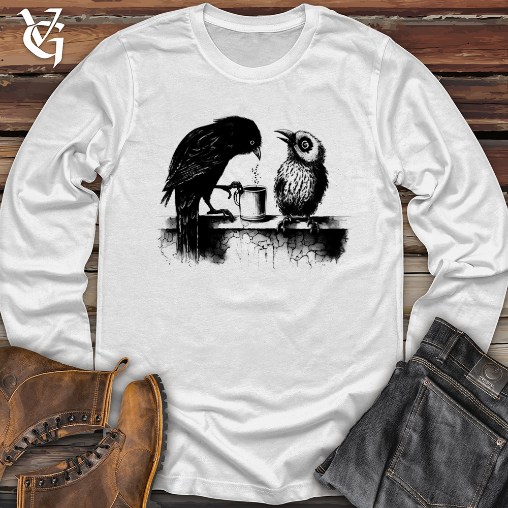 Viking Goods Birds Coffee Break Softstyle Long Sleeve White / L