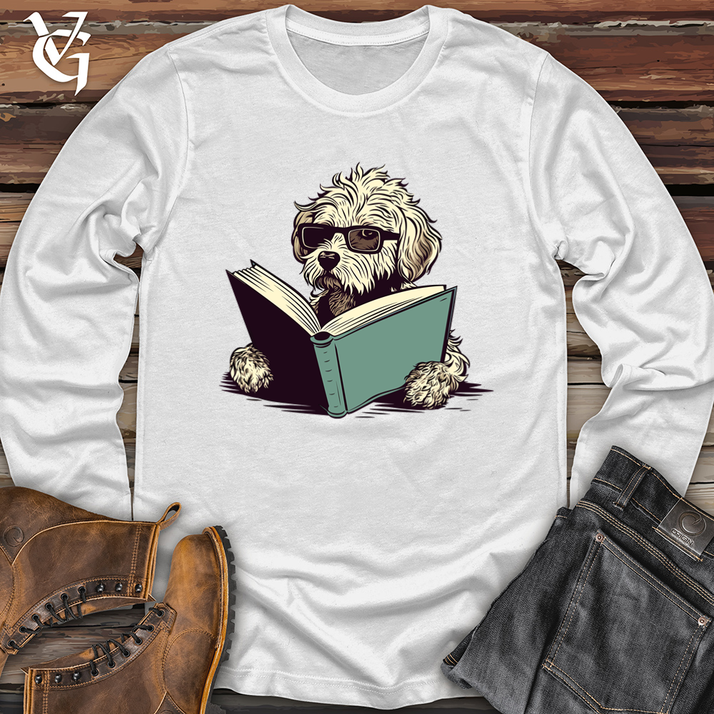 Viking Goods Book Lover Doodle Pooch Softstyle Long Sleeve White / L