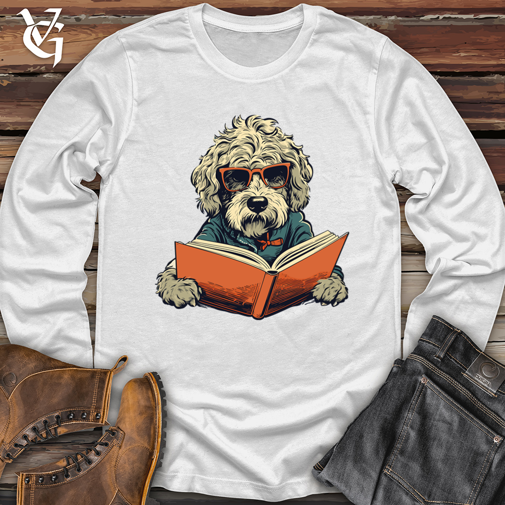 Viking Goods Bookworm Doodle Dog Read Softstyle Long Sleeve White / L
