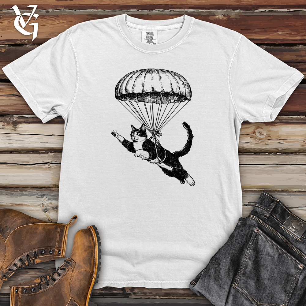 Viking Goods Cat Fly with Parachute Heavy Cotton Comfort Colors Tee White / L