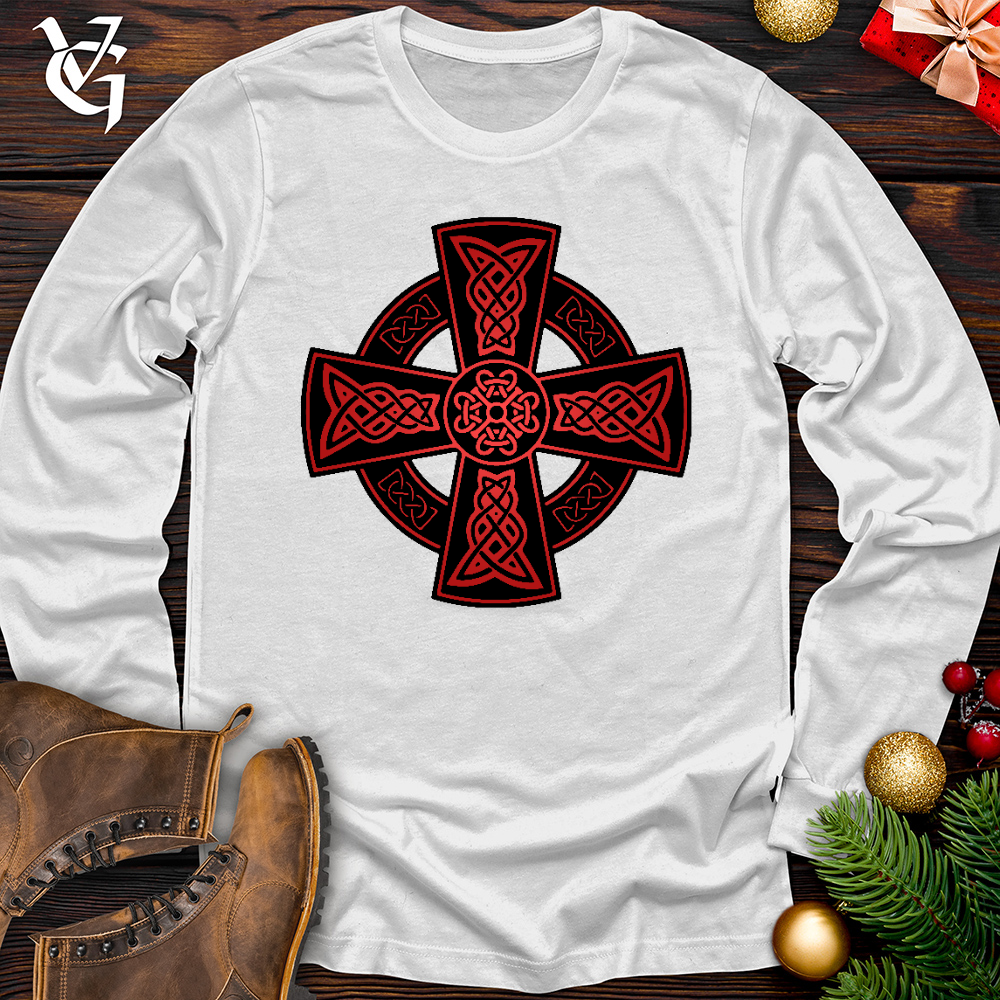 Viking Goods Celtic Christmas Cross Long Sleeve White / L