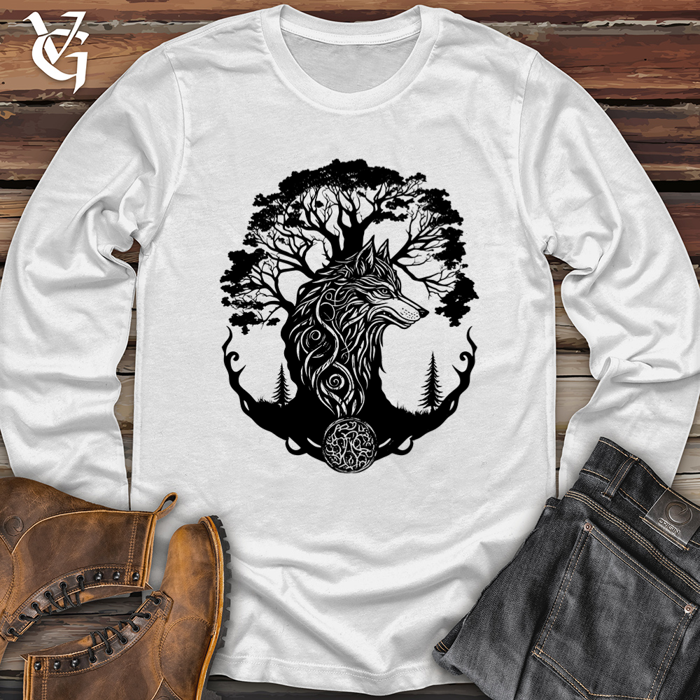 Viking Goods Celtic Wolf Tree Softstyle Long Sleeve White / L