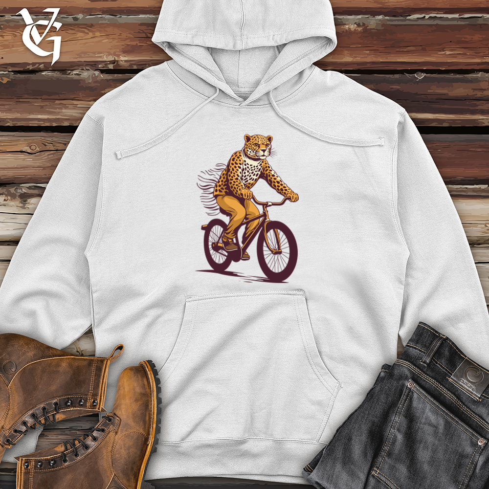 Viking Goods Cheetah Bicycle Chase Midweight Hooded Sweatshirt White / L