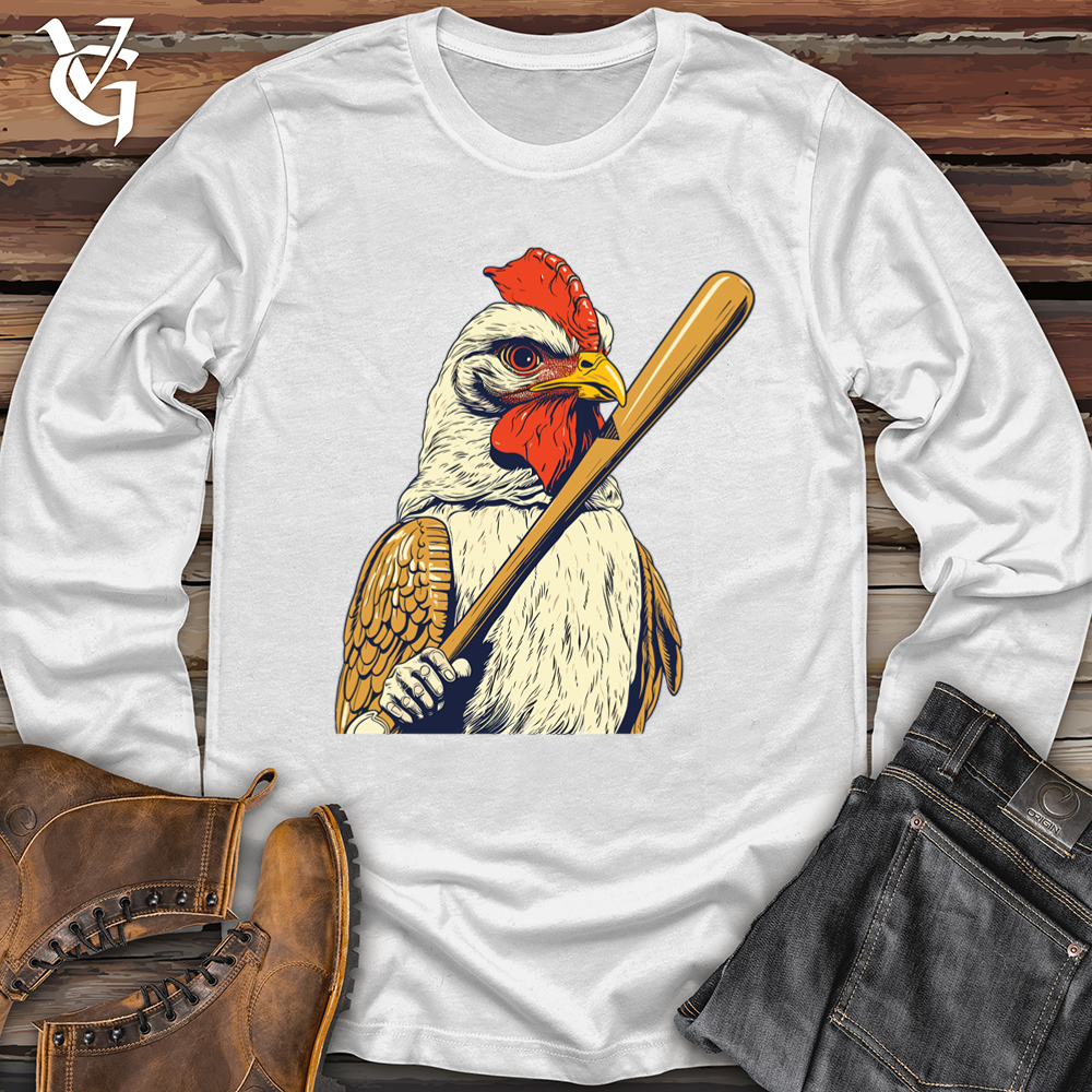 Viking Goods Chicken Swing Baseball Softstyle Long Sleeve White / L