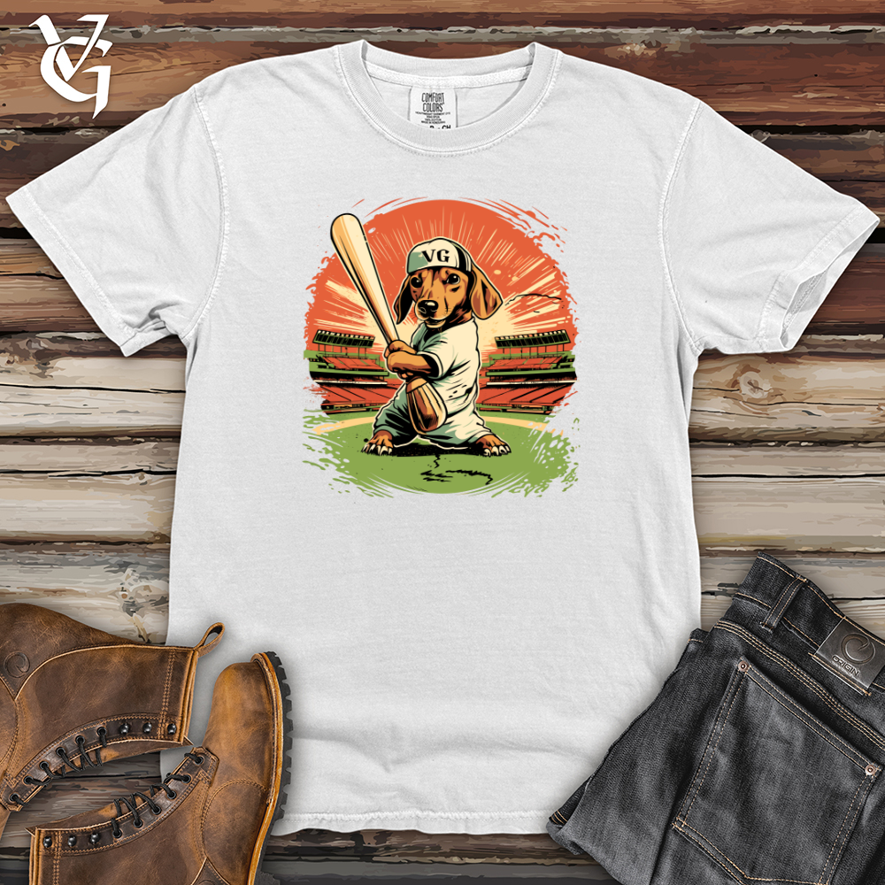 Viking Goods Dachshund Baseball Slugger Heavy Cotton Comfort Colors Tee White / L
