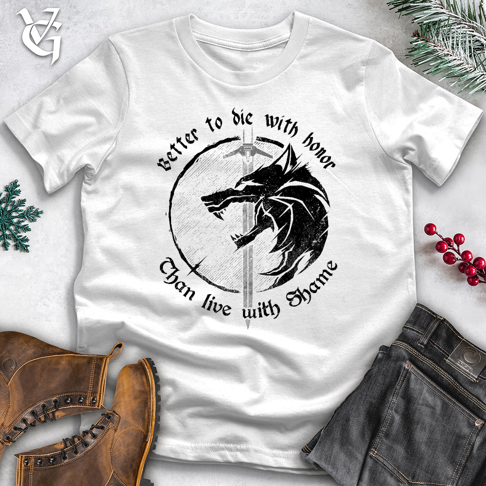 Viking Goods Die With Honor Wolf Cotton Tee White / L