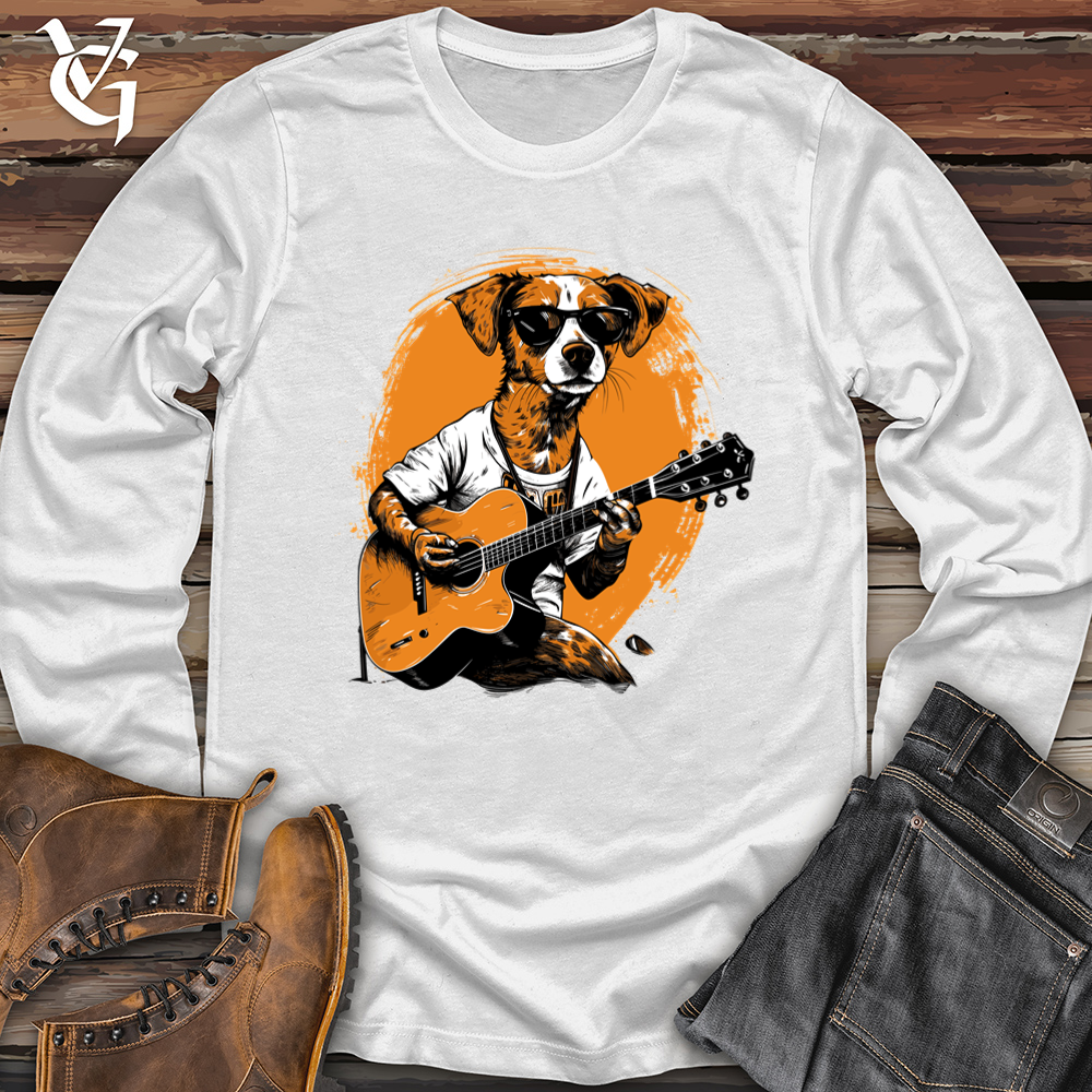 Viking Goods Dog Guitarist Softstyle Long Sleeve White / L