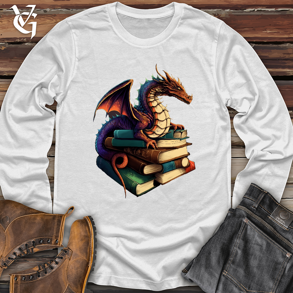 Viking Goods Dragon Book Hoarder Long Sleeve White / L
