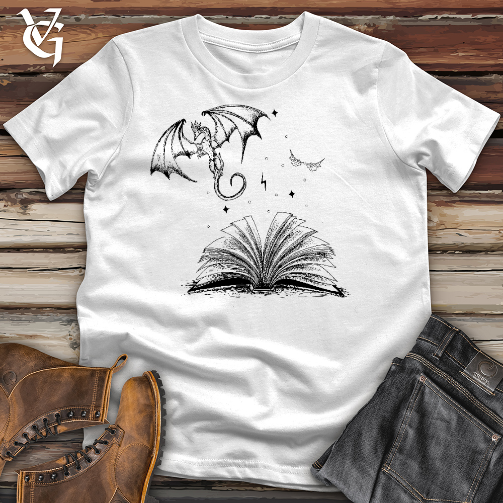 Viking Goods Dragon Book Keeper Cotton Tee White / L