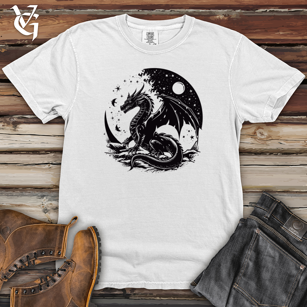 Viking Goods Dragon Night Silhouette Heavy Cotton Comfort Colors Tee White / L