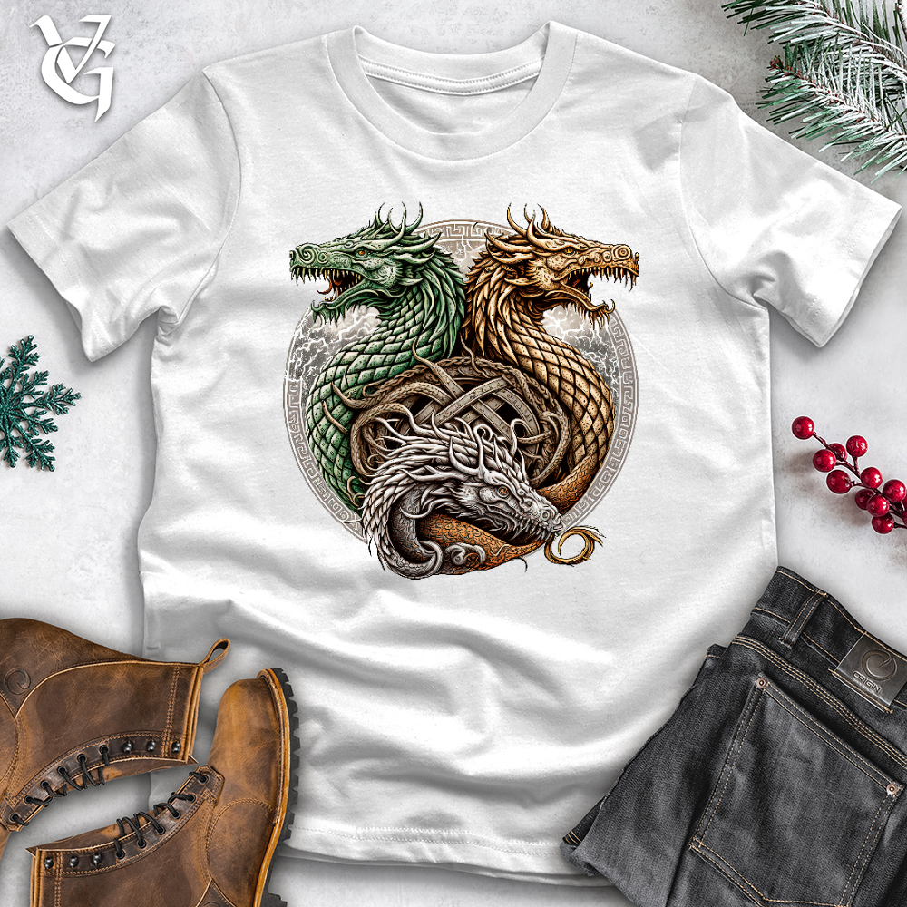 Viking Goods Dragon Trio Viking Cotton Tee White / L