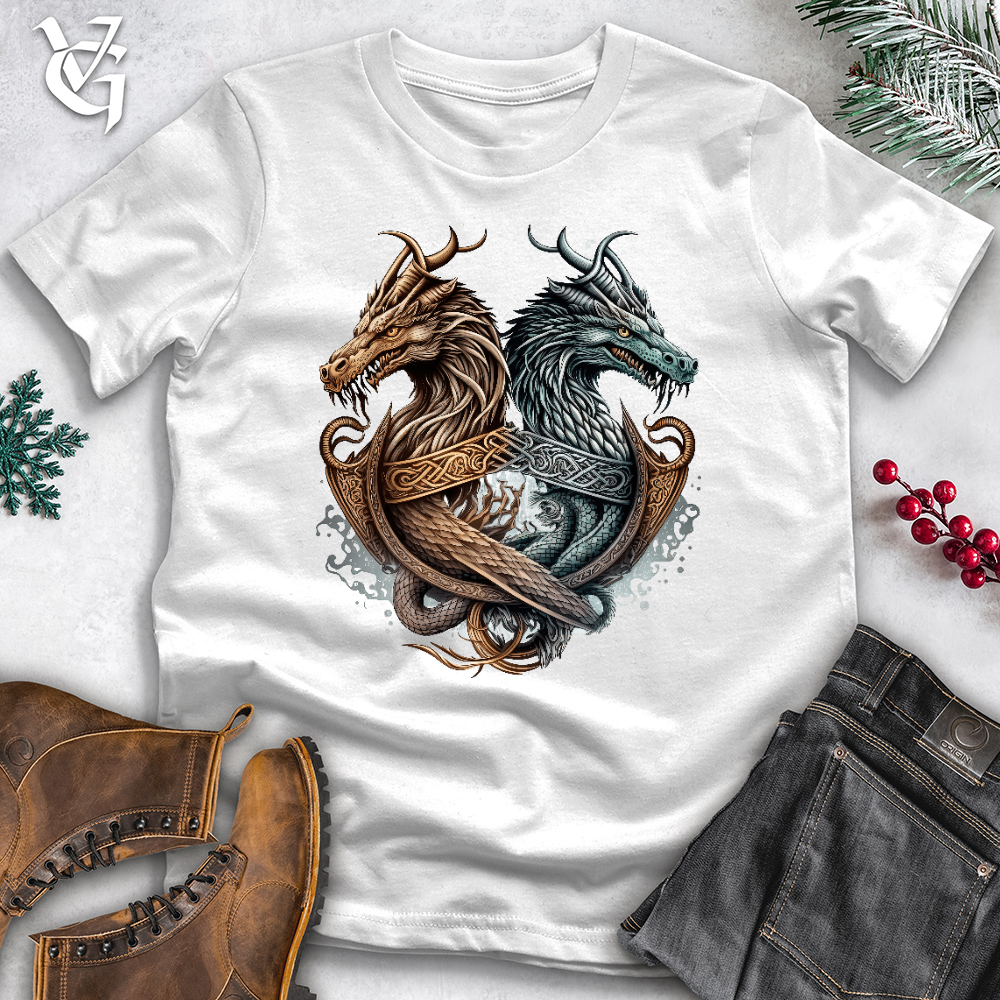 Viking Goods Dragons At Sea Cotton Tee White / L