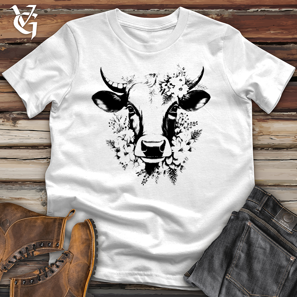 Viking Goods Floral Cow Softstyle Tee White / L