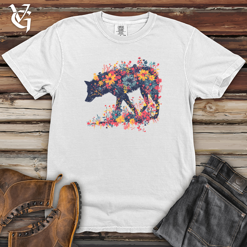 Viking Goods Floral Wolf Silhouette Heavy Cotton Comfort Colors Tee White / L