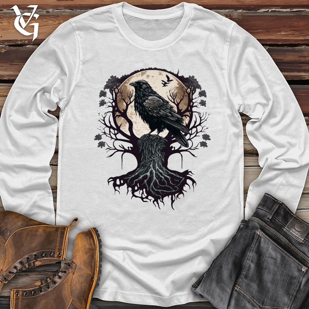 Viking Goods Full Moon Raven Long Sleeve White / L