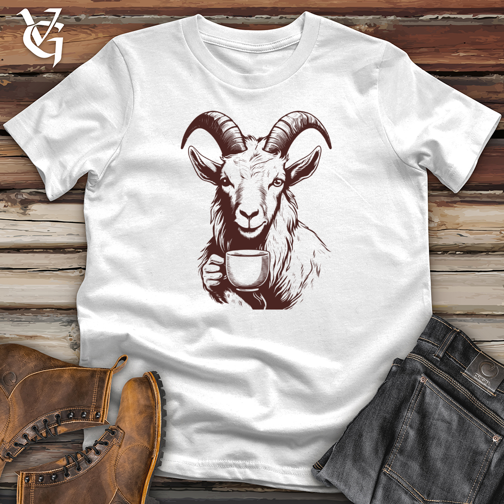 Viking Goods Goat Coffee Savoring Moments Softstyle Tee White / L